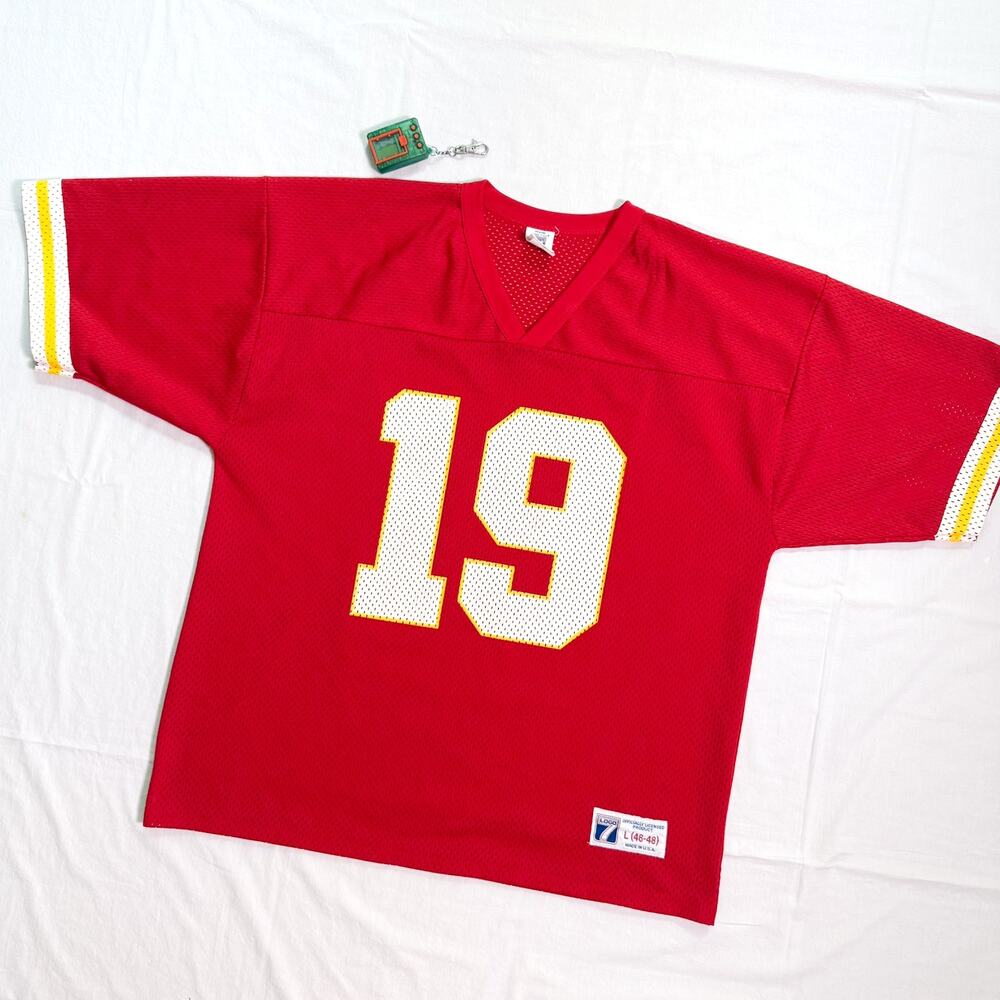 Vintage 90's Kanas City Chiefs Logo 7 Jersey Joe Montana - L